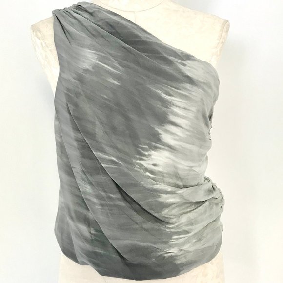 Alice + Olivia Tops - Alice & Olivia XS Silk One Shoulder Grey Ombre Top